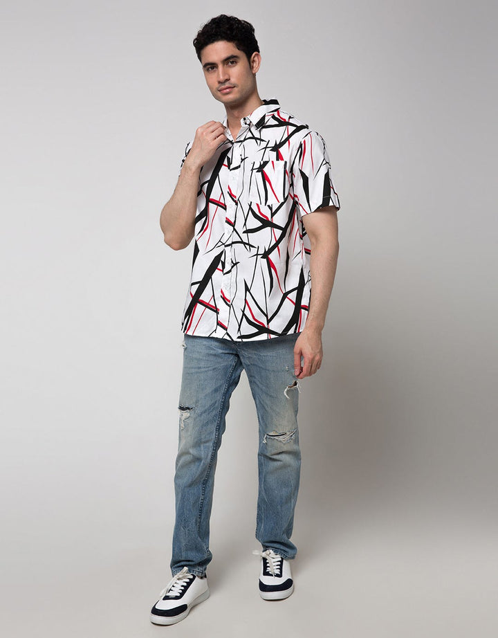 Walrus Men's Abstract Printing Short Sleeve Shirt