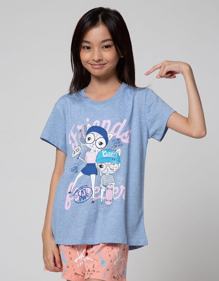 Aero Short Sleeve T-Shirt Friends Forever Cat