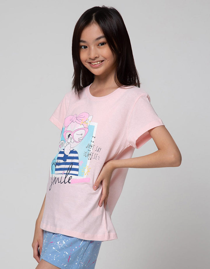 Aero Short Sleeve T-Shirt Smile Friends Cat