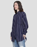 Cardinal Girl Stripe Long Kemeja Wanita