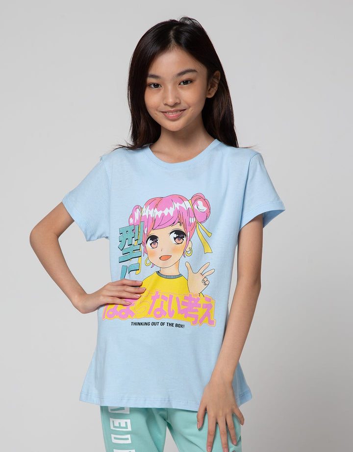 Nevada Anime Print Kaos Anak Perempuan