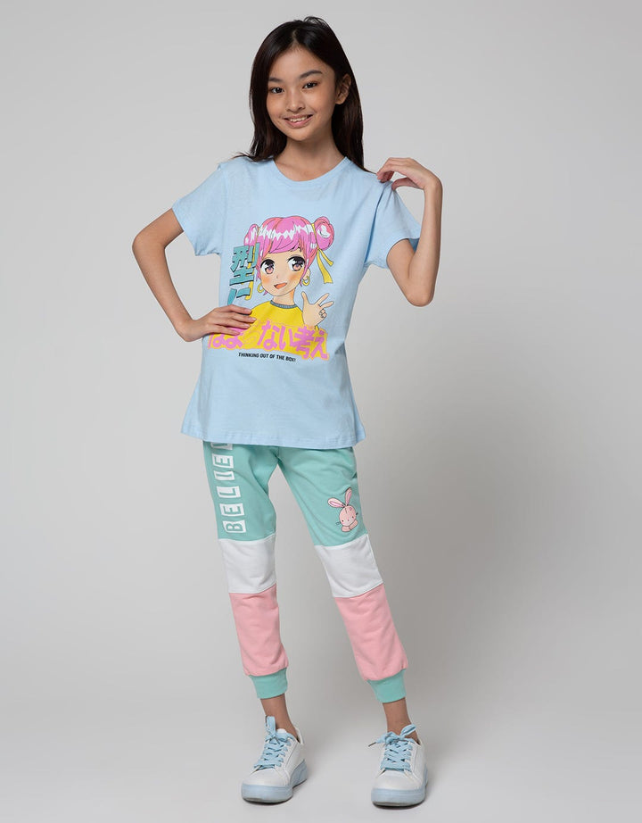 Nevada Anime Print Kaos Anak Perempuan