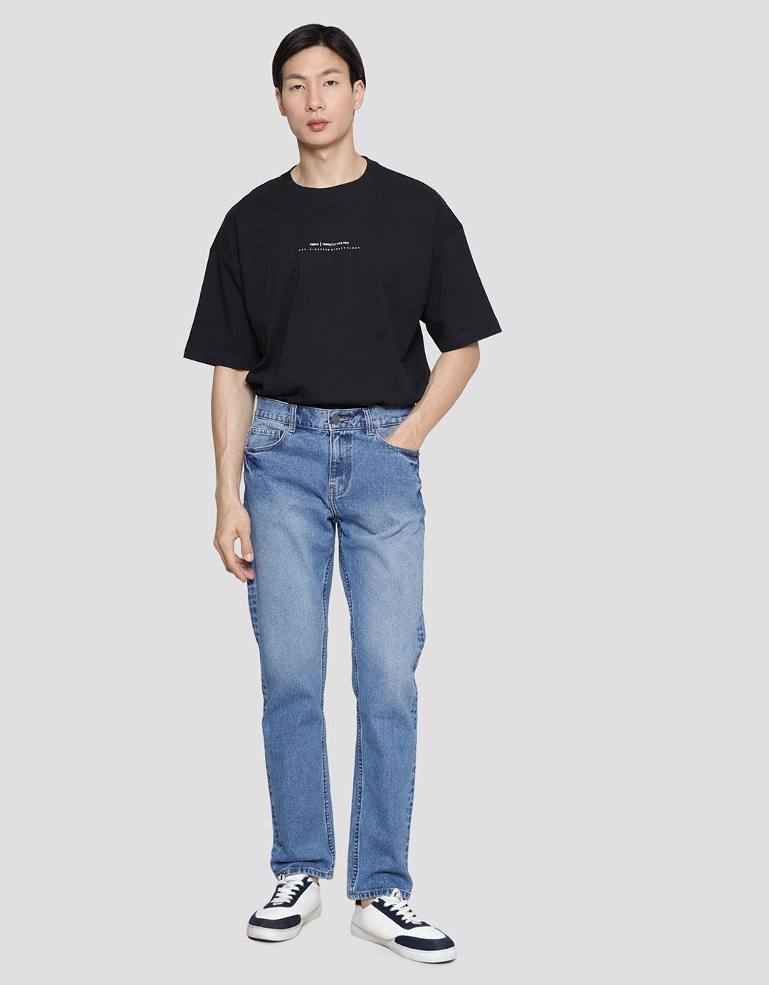 Triple Regular Slim Non Stretch Light Wash Celana Jeans Big Size Pria