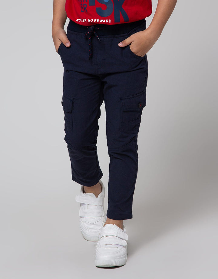 Little M Long Pants Woven Reg Rib Non St Cargo