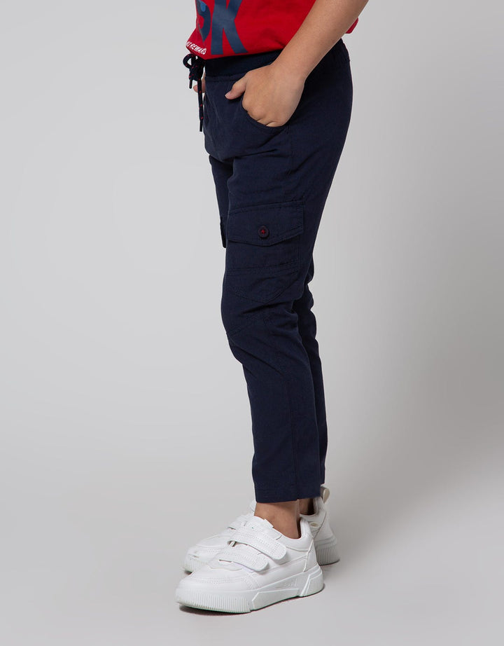 Little M Long Pants Woven Reg Rib Non St Cargo