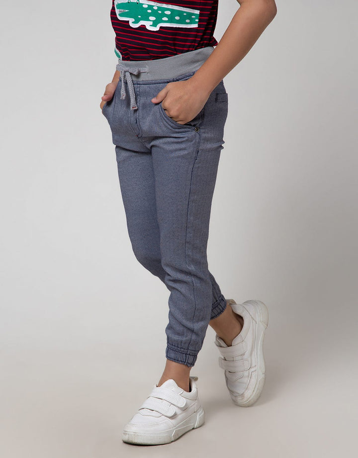 Little M Long Pants Jogger Rib Herringbone