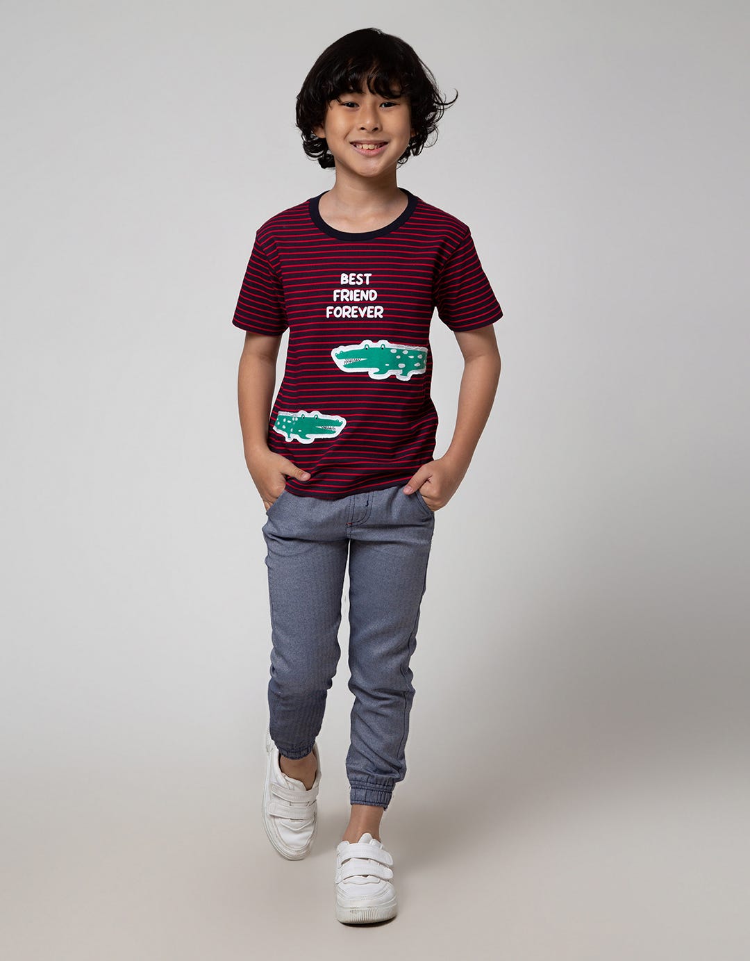 Little M Long Pants Jogger Rib Herringbone
