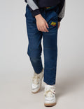 Little M Long Denim Reguler Rib Non Sterch Bordir Dino