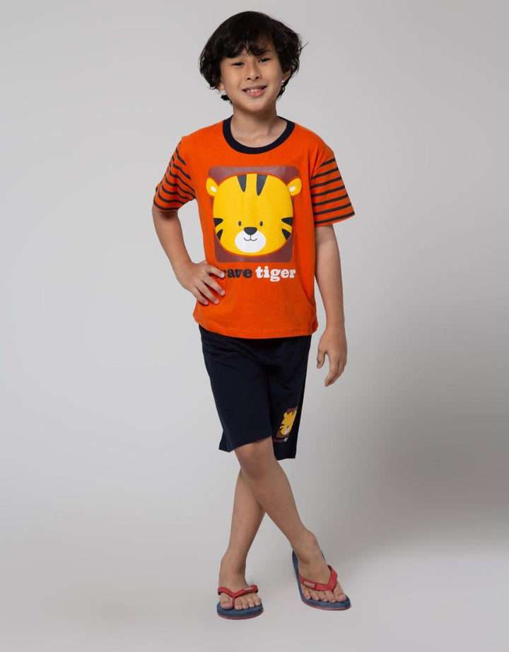 Little M Top-Bottom Setelan T-Shirt Tiger