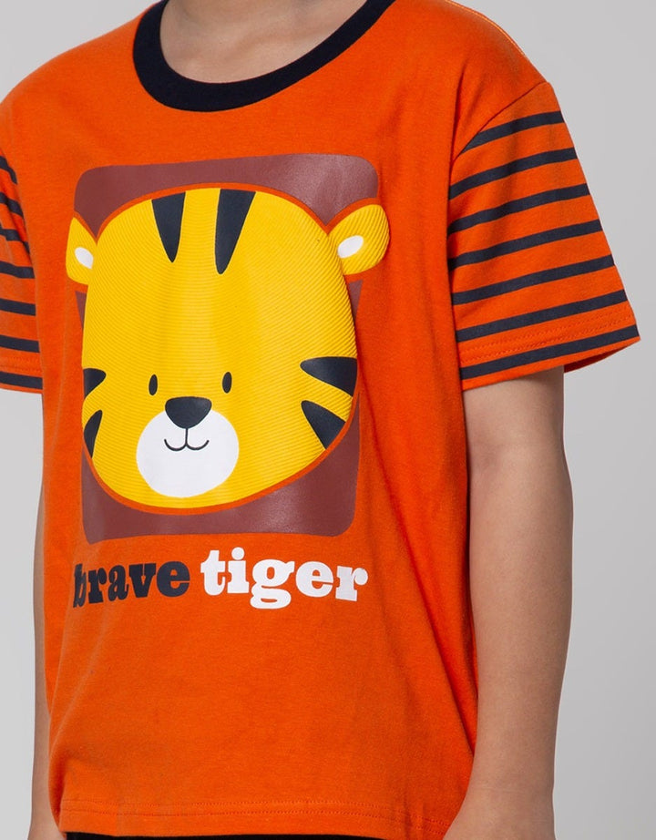 Little M Top-Bottom Setelan T-Shirt Tiger