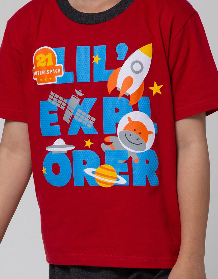 Little M Top-Bottom Setelan T-Shirt Little Explorer
