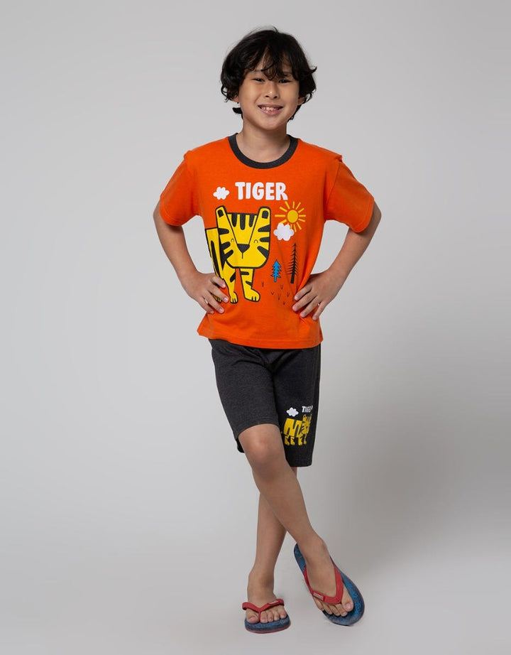 Little M Top-Bottom Setelan T-Shirt Tiger