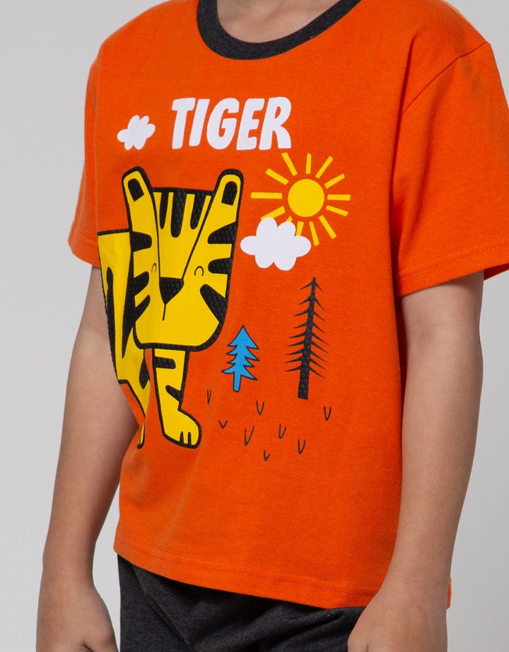 Little M Top-Bottom Setelan T-Shirt Tiger