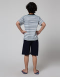 Little M Top-Bottom Setelan T-Shirt Print Stripe Dino