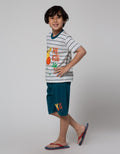 Little M Top-Bottom Giraffe Stripe Print T-Shirt Suit