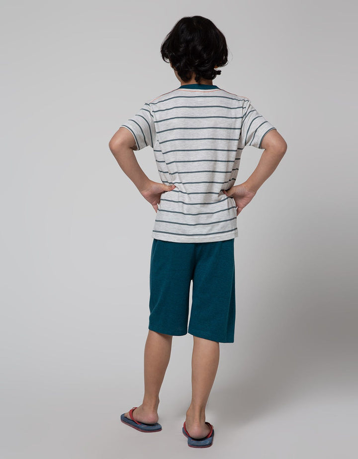 Little M Top-Bottom Giraffe Stripe Print T-Shirt Suit