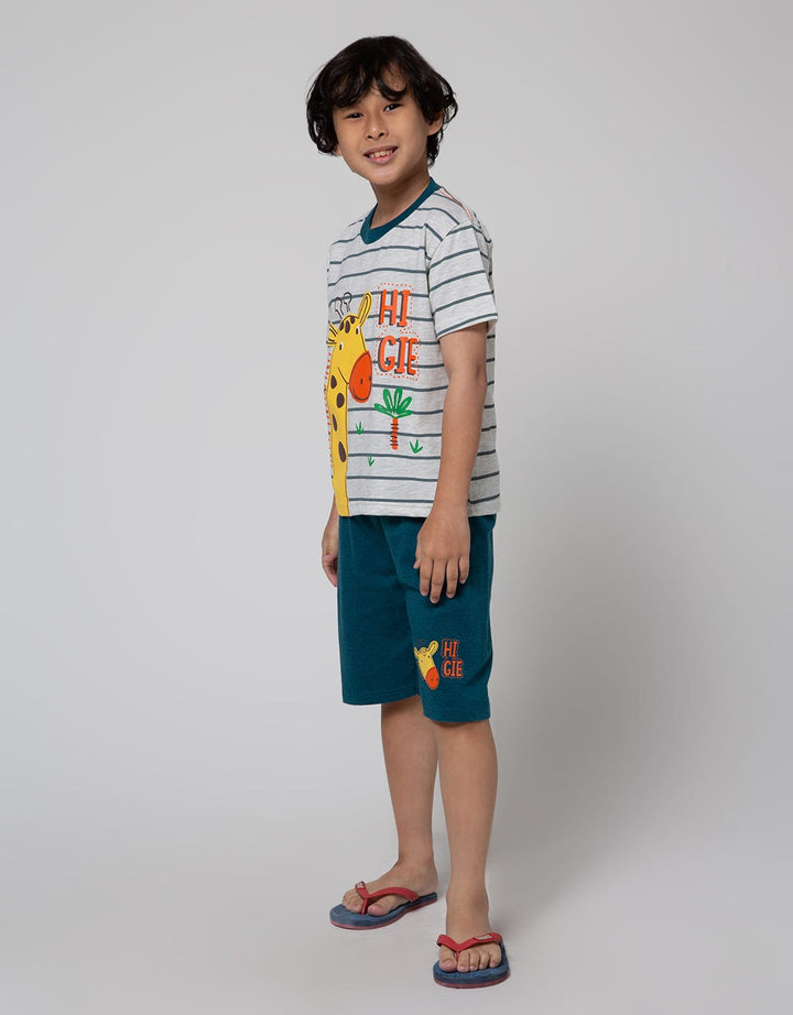 Little M Top-Bottom Giraffe Stripe Print T-Shirt Suit