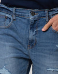 Nevada Denim Long Pants Ripped Slim Fit
