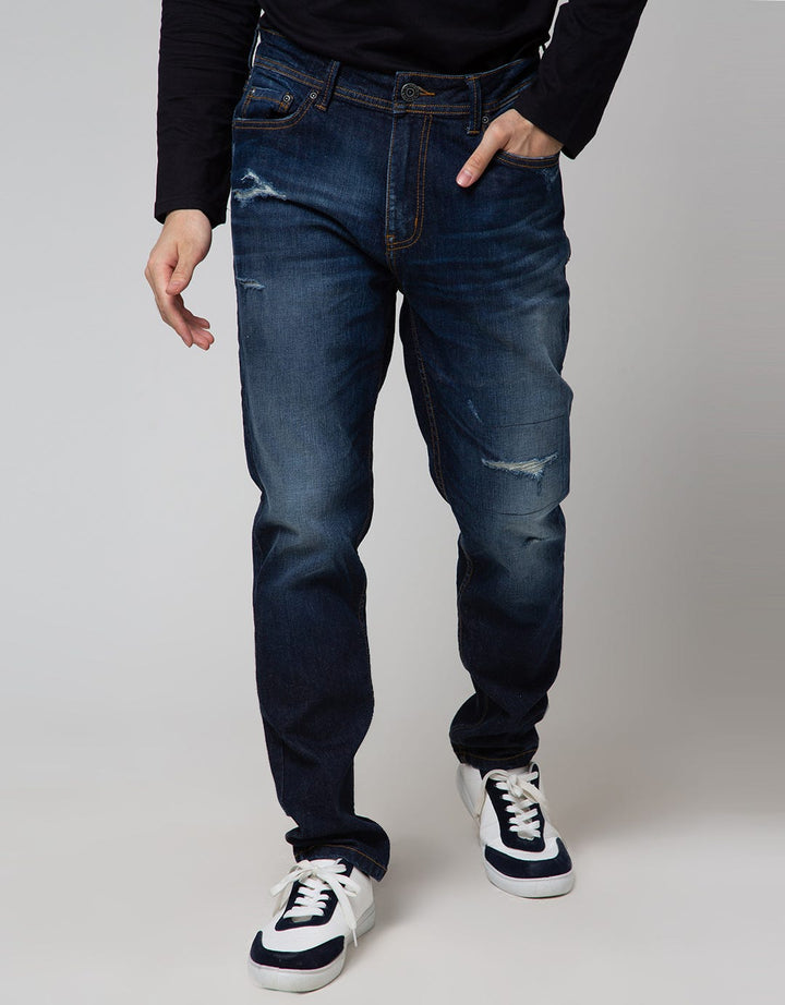 Nevada Denim Long Pants Tapered Ripped Stitch