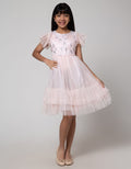 Sweet Miss Short Sleeve Midi Dress Hand Geber Flower Embroidery
