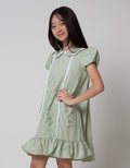 Sweet Miss Short Sleeve Midi Dress Doll Colar Bordir Bunga
