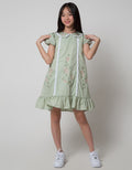 Sweet Miss Short Sleeve Midi Dress Doll Colar Bordir Bunga