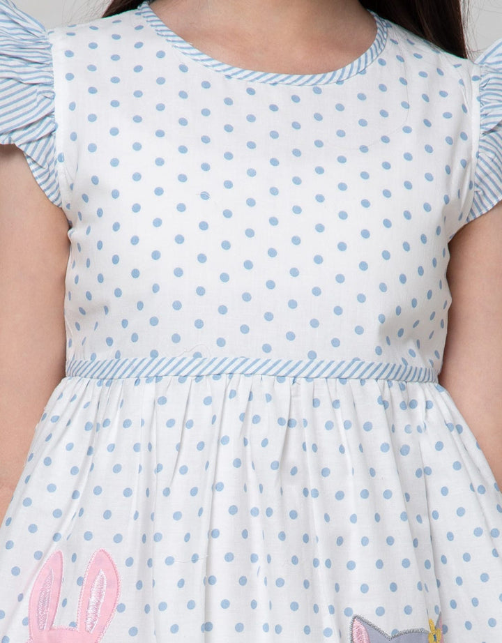Sweet Miss Short Sleeve Midi Dress Print Polkadot Bunny Cat Kantong