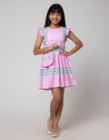 Sweet Miss Garis Tas Pita Midi Dress Anak Perempuan