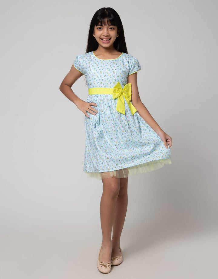 Sweet Miss Short Sleeve Midi Dress Print Bunga Rok Tile โ