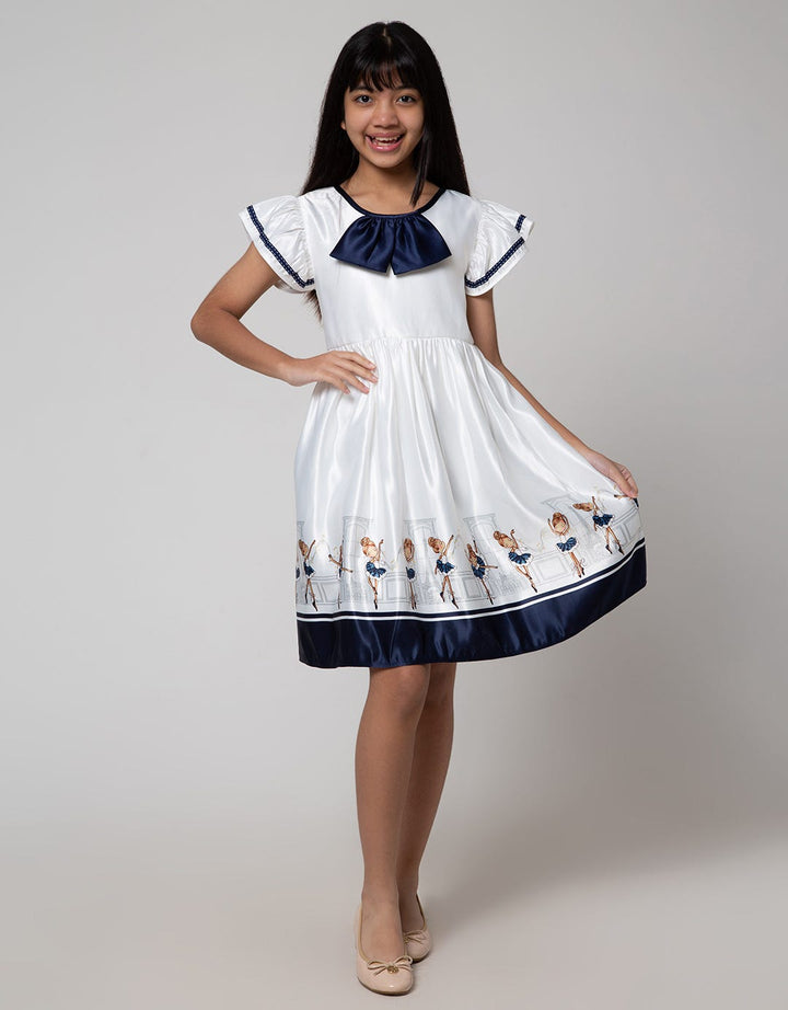 Sweet Miss Short Sleeve Midi Dress Rok Print Balerina