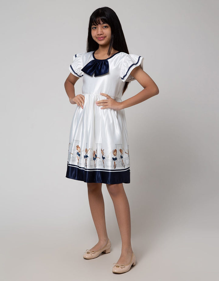 Sweet Miss Short Sleeve Midi Dress Rok Print Balerina