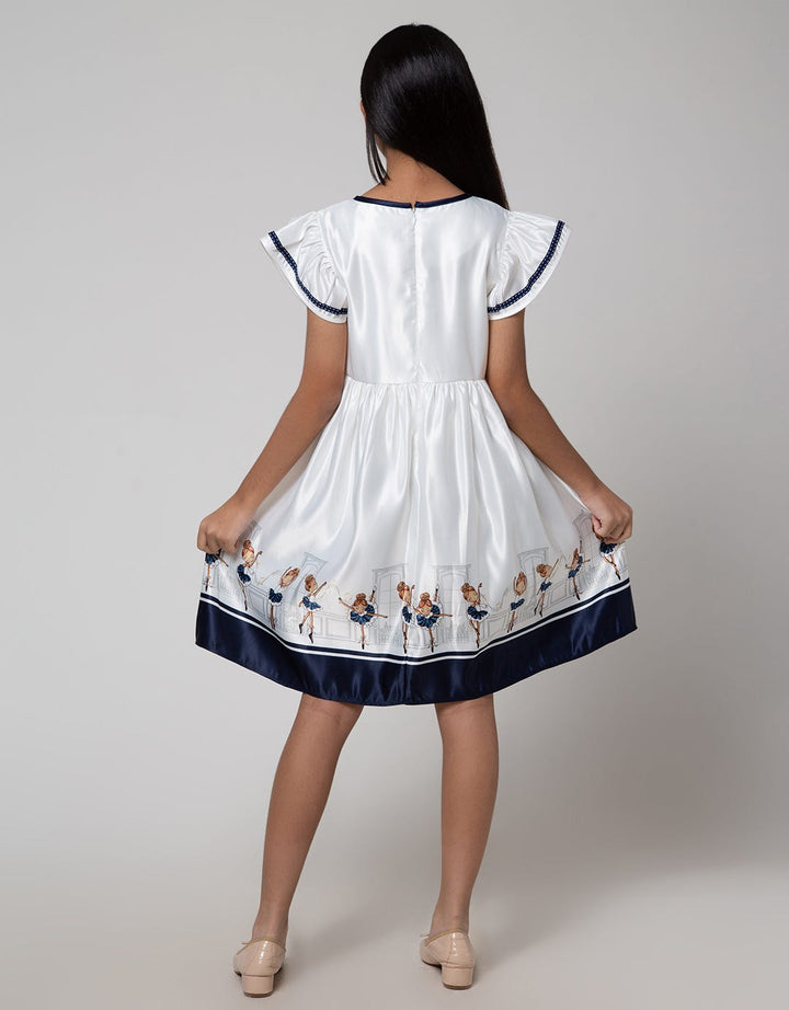 Sweet Miss Short Sleeve Midi Dress Rok Print Balerina