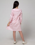 Sweet Miss Long Sleeve Midi Dress Full Print Flower Doll Collar