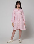 Sweet Miss Long Sleeve Midi Dress Full Print Flower Doll Collar