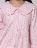 Sweet Miss Long Sleeve Midi Dress Full Print Flower Doll Collar