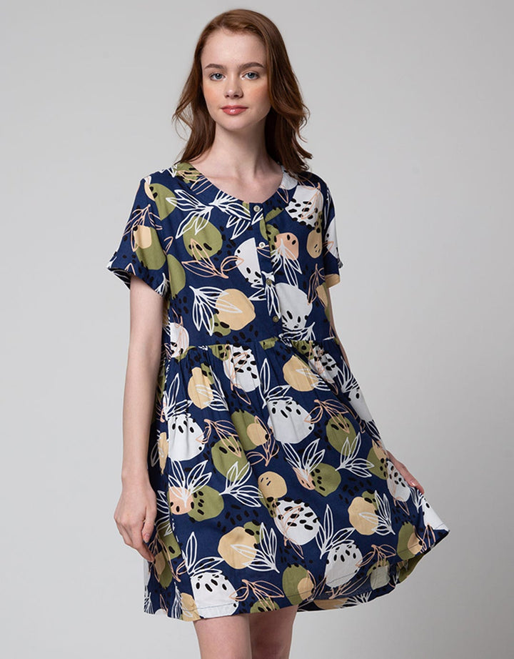 St. Yves Flower Print Midi Dress Wanita