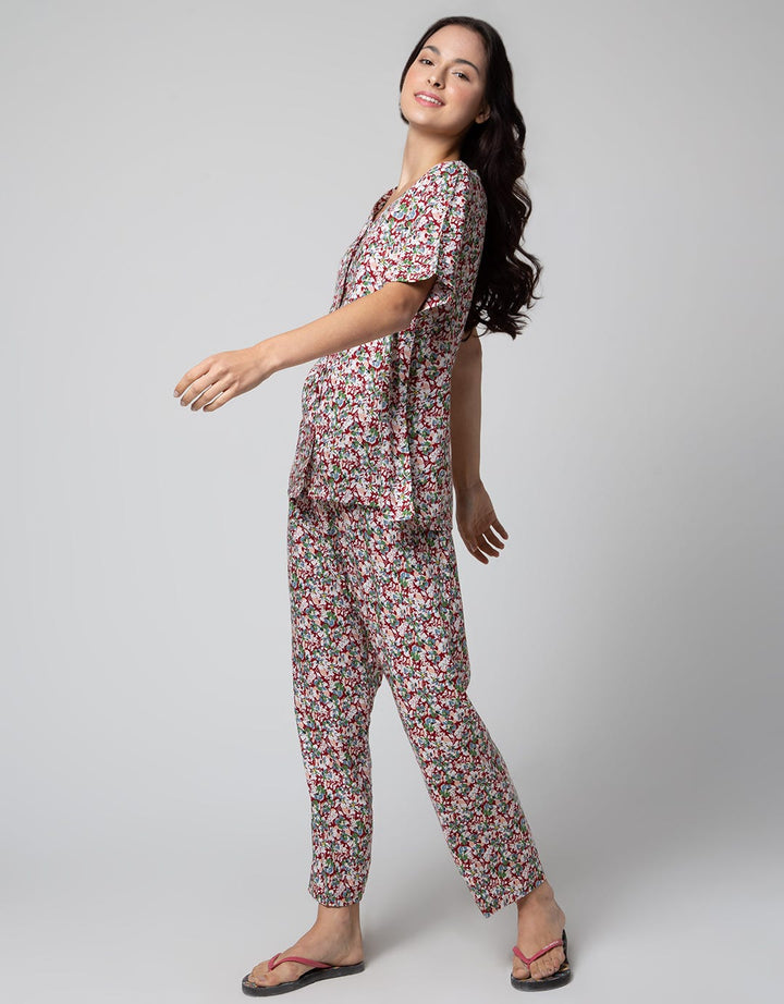 ST. YVES Short Sleeve Pajama Pants Summer Flower