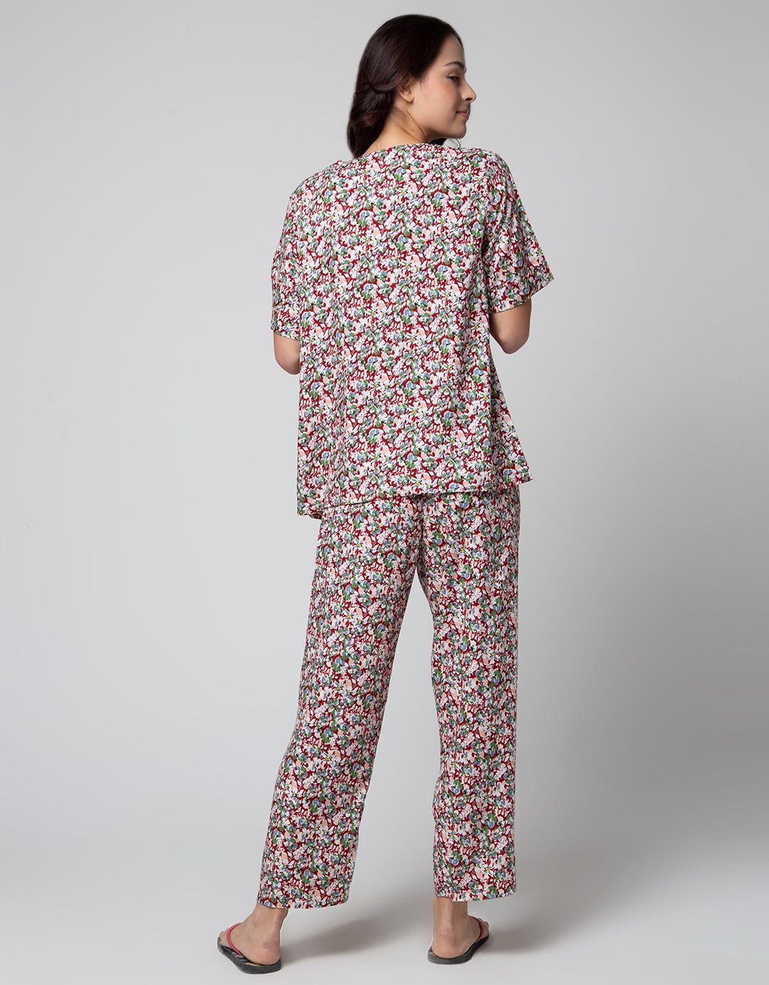 ST. YVES Short Sleeve Pajama Pants Summer Flower