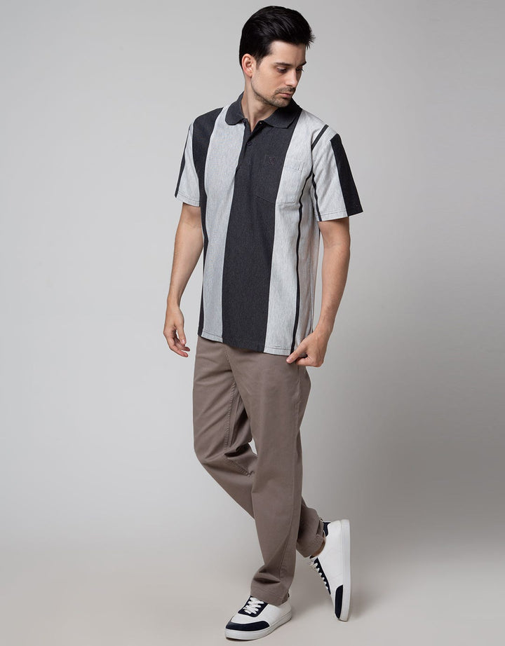 Cole Short Sleeve Polo Shirt Stripe Vertical