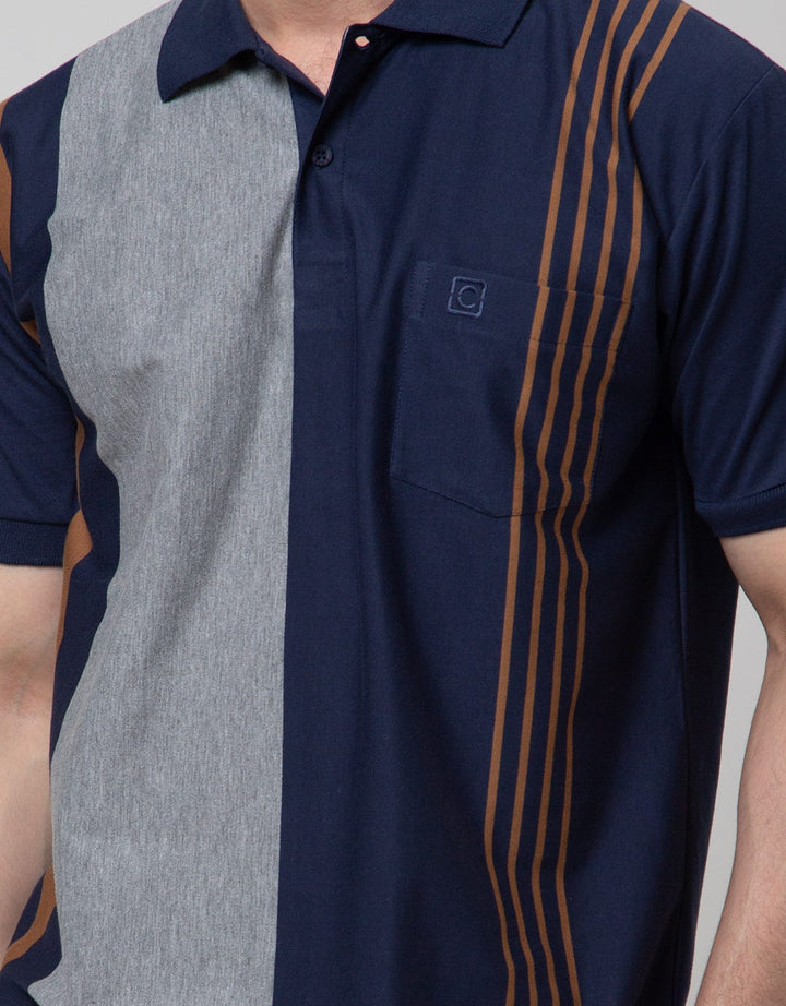 Cole Short Sleeve Polo Shirt Stripe Vertical