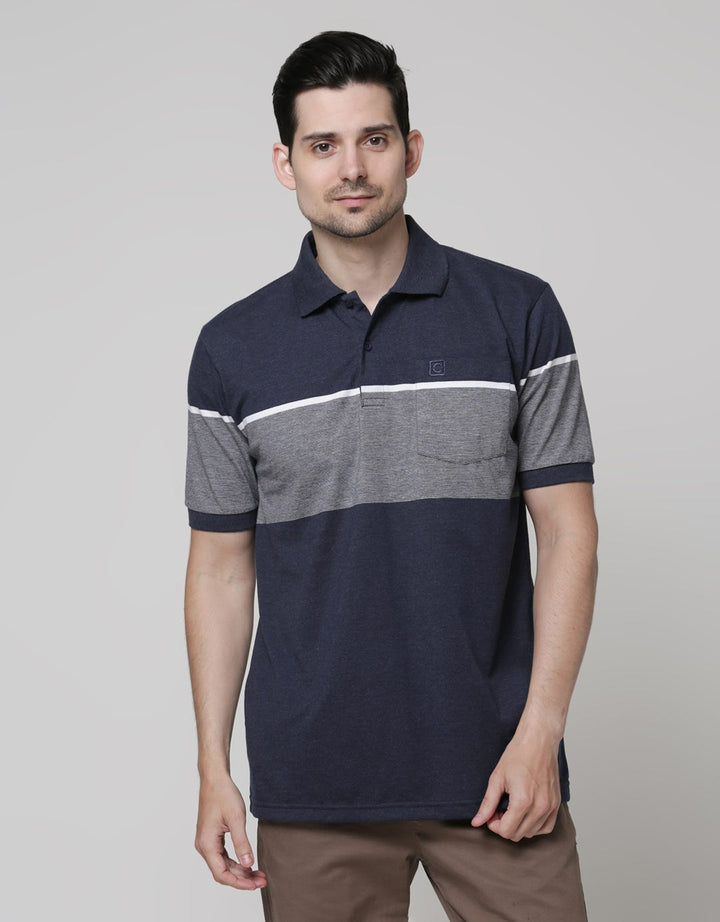Cole Short Sleeve Polo Shirt Stripe Kombinasi Sleeve