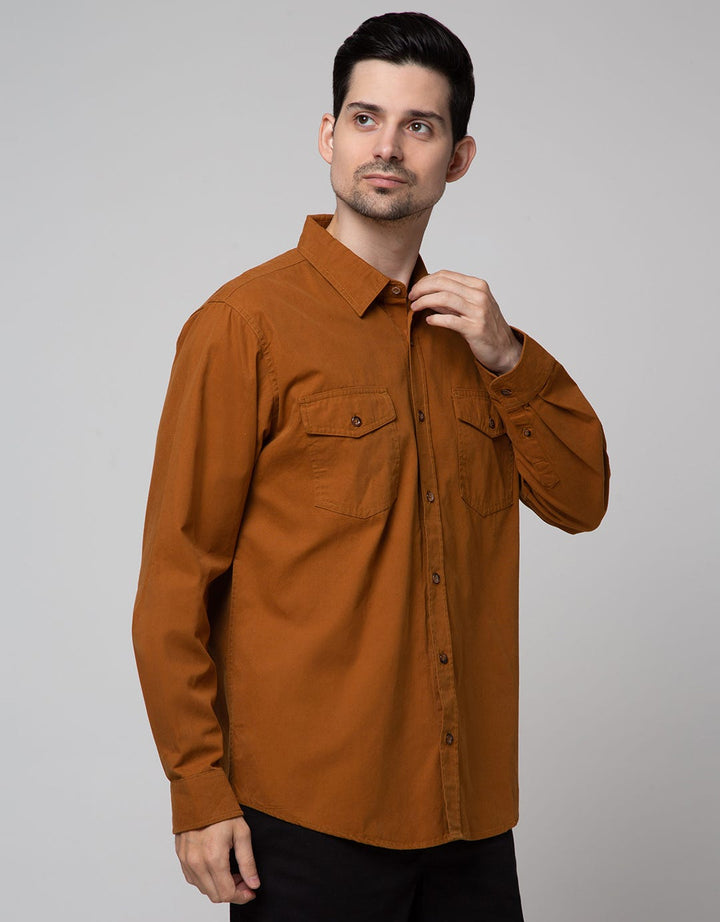 Cole Long Sleeve Shirt 2 Pocket Solid Flanel