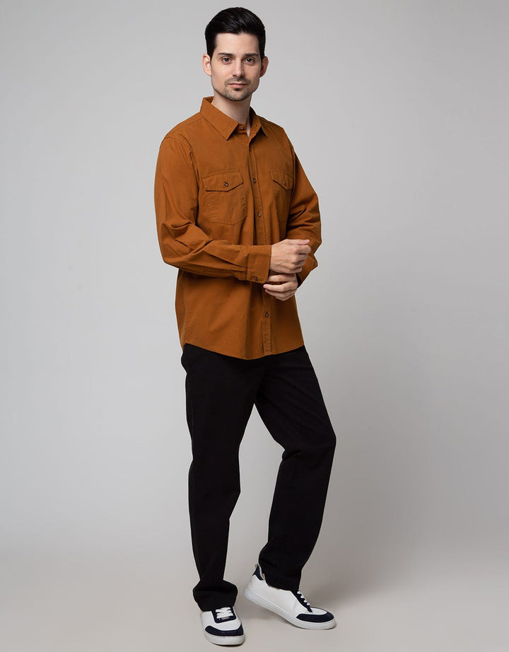 Cole Long Sleeve Shirt 2 Pocket Solid Flanel