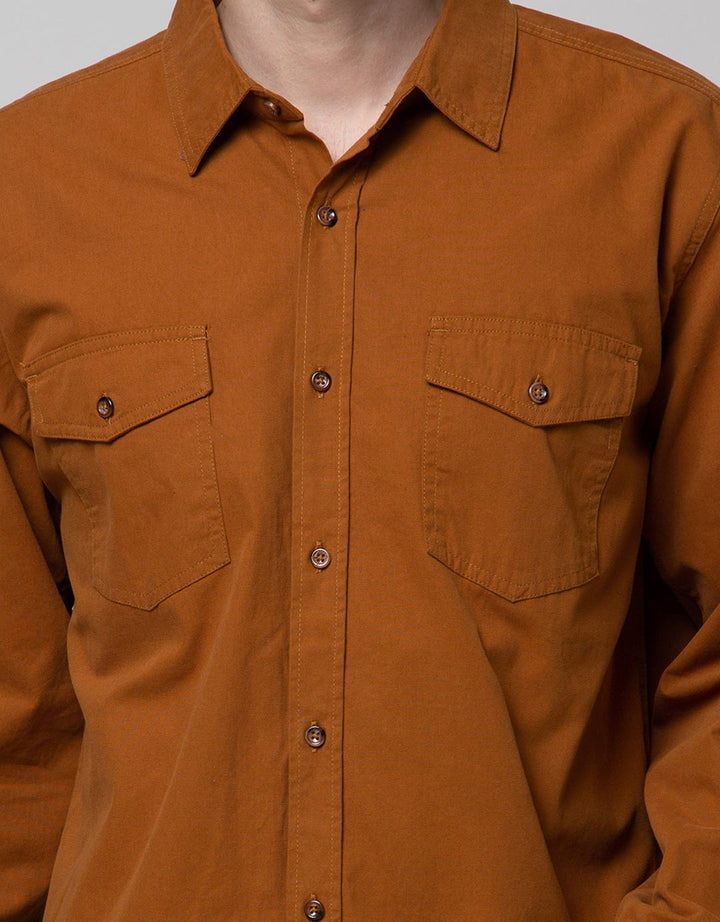 Cole Long Sleeve Shirt 2 Pocket Solid Flanel