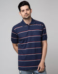 Cole Short Sleeve Polo Shirt Stripe Herringbone
