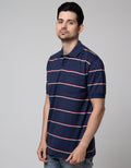 Cole Short Sleeve Polo Shirt Stripe Herringbone