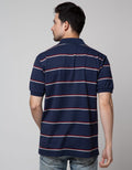Cole Short Sleeve Polo Shirt Stripe Herringbone