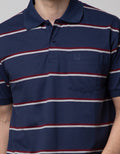 Cole Short Sleeve Polo Shirt Stripe Herringbone