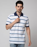 Cole Short Sleeve Polo Shirt Stripe Herringbone