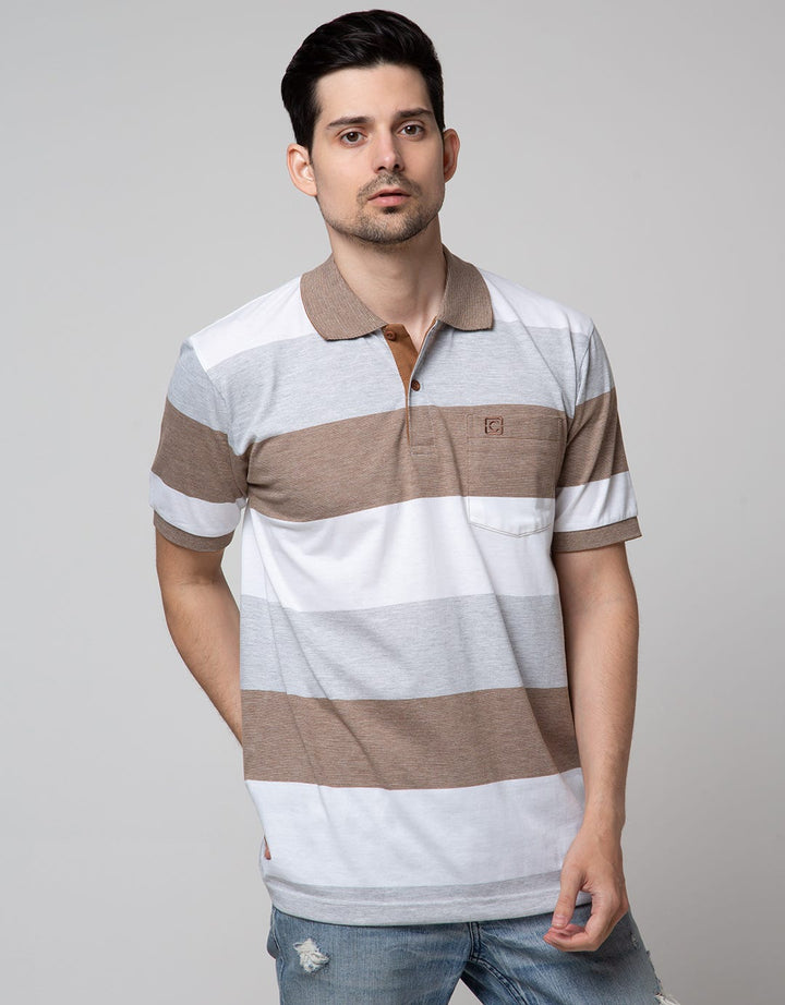 Cole Short Sleeve Polo Shirt Stripe Engineering Solid